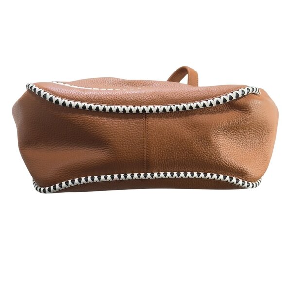 KATE SPADE New York Sheffield Dorma Brown Leather Tote White/Black Trim Detail - Picture 3 of 15